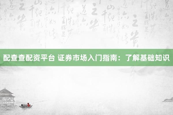 配查查配资平台 证券市场入门指南：了解基础知识
