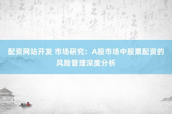 配资网站开发 市场研究:A股市场中股票配资的风险管理深度分析